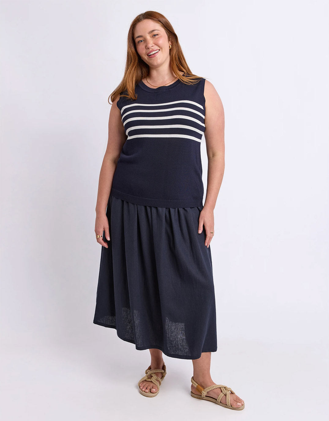 Elm Striped Knit Tank (Navy)