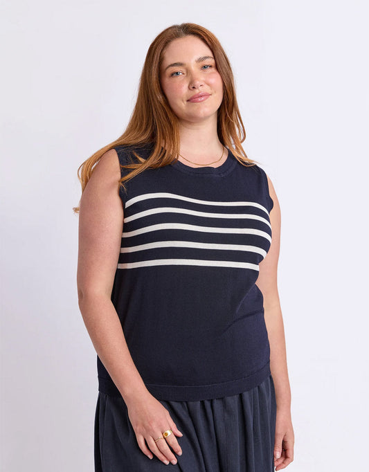 Elm Striped Knit Tank (Navy)