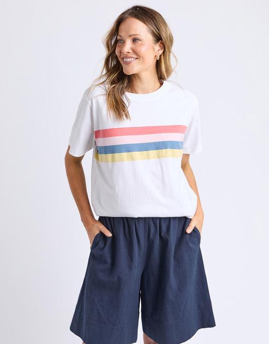 Image of a model wearing Tops. Productname: Terra Tee - in White colour by brand - Elm