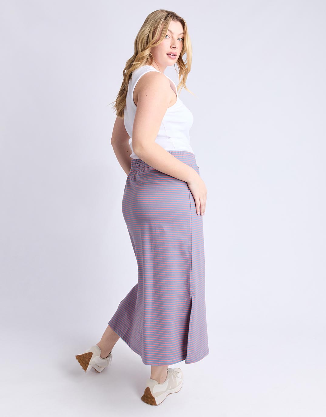 Elm Travel Skirt (Blue Shadow & Sugar Coral Stripe)