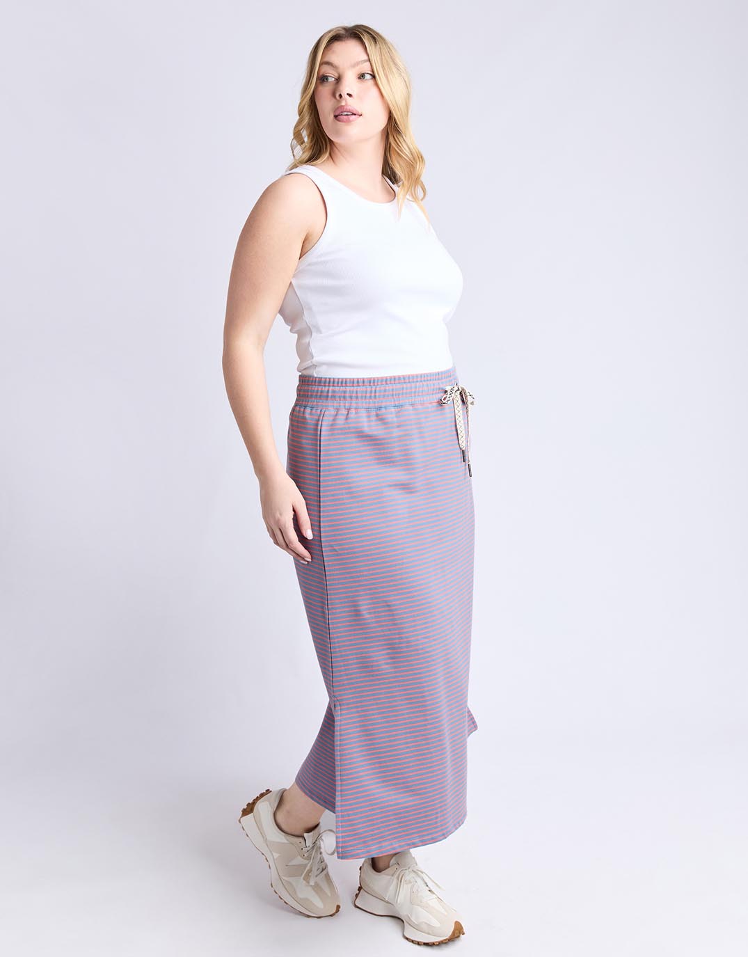 Elm Travel Skirt (Blue Shadow & Sugar Coral Stripe)
