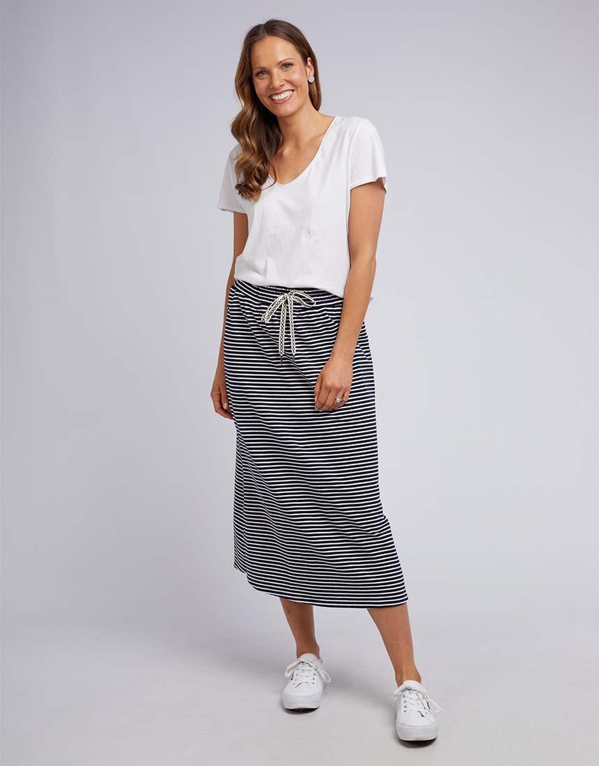 Elm Travel Skirt (Navy/White Stripe)