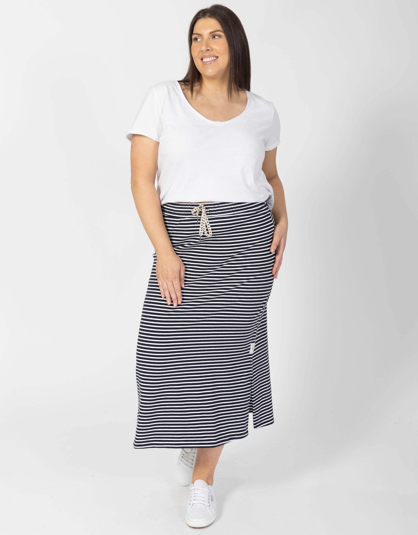 Elm Travel Skirt (Navy/White Stripe)