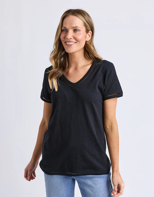 Image of T-Shirts. Productname: Victoria Short Sleeve Tee - in Black colour by brand - Elm