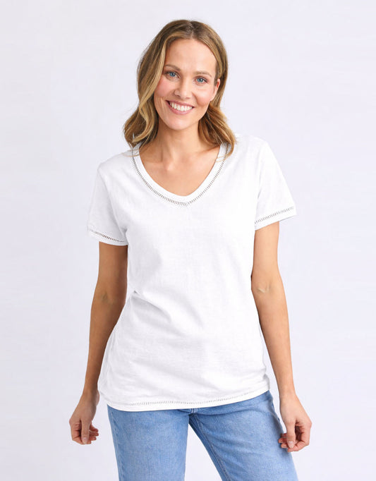 Image of T-Shirts. Productname: Victoria Short Sleeve Tee - in White colour by brand - Elm