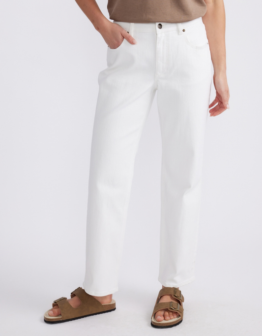 Image of Jeans. Product name - Elodie Stretch Straight Leg Jean White in White colour by brand - White & Co.
