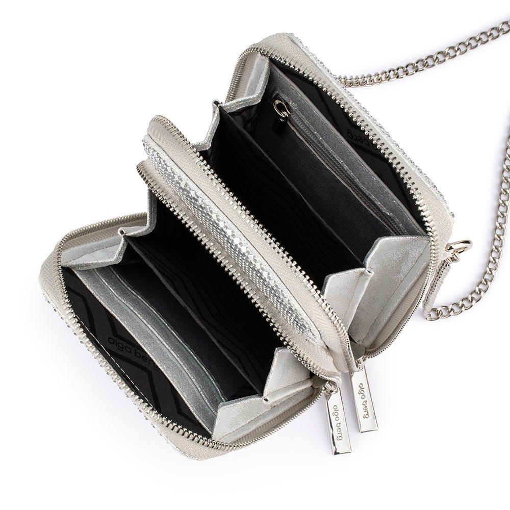 Olga Berg ELTON Mesh Cross Body Bag (Silver)