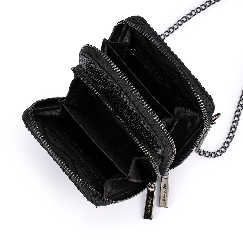 Olga Berg ELTON Mesh Cross Body Bag (Black)