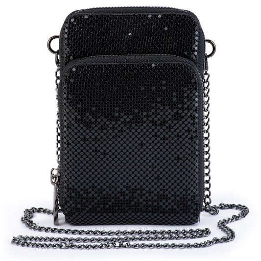 Olga Berg ELTON Mesh Cross Body Bag (Black)