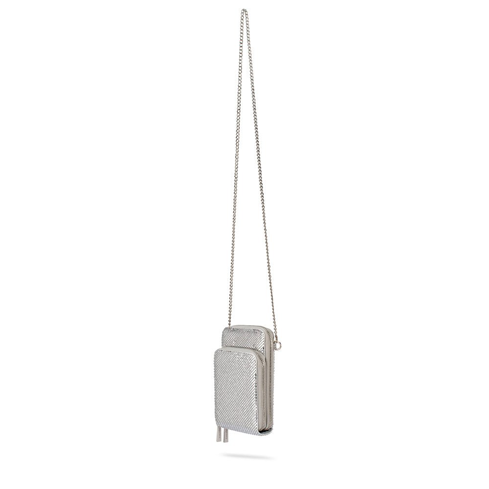 Olga Berg ELTON Mesh Cross Body Bag (Silver)
