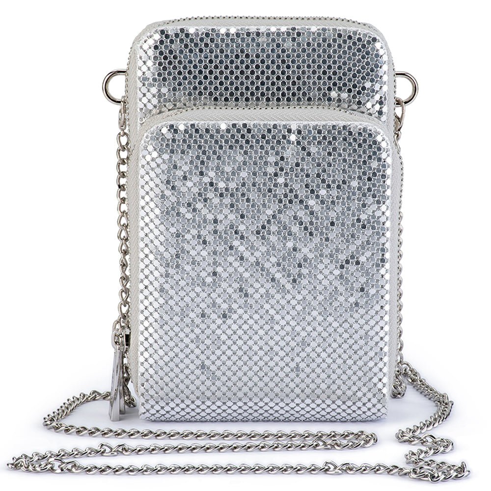 Image of Bags. Productname: ELTON Mesh Cross Body Bag in Silver colour by brand - Olga Berg