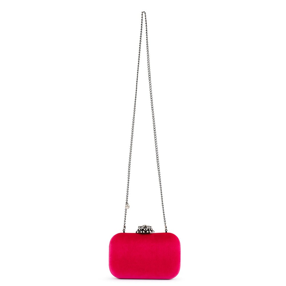 Olga Berg EMILIA Velvet Clutch (Fuchsia)