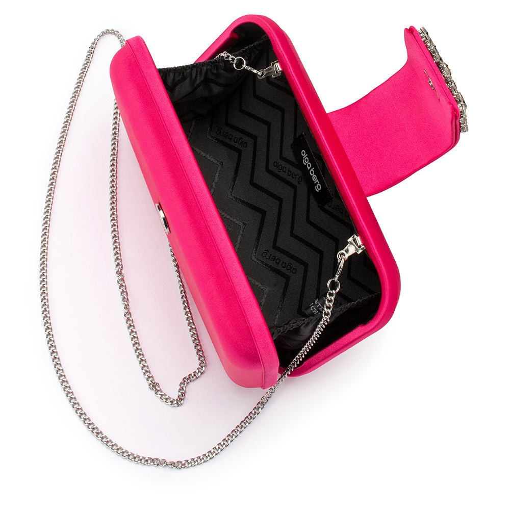 Olga Berg EMMY Crystal Trim Clutch (Fuchsia)