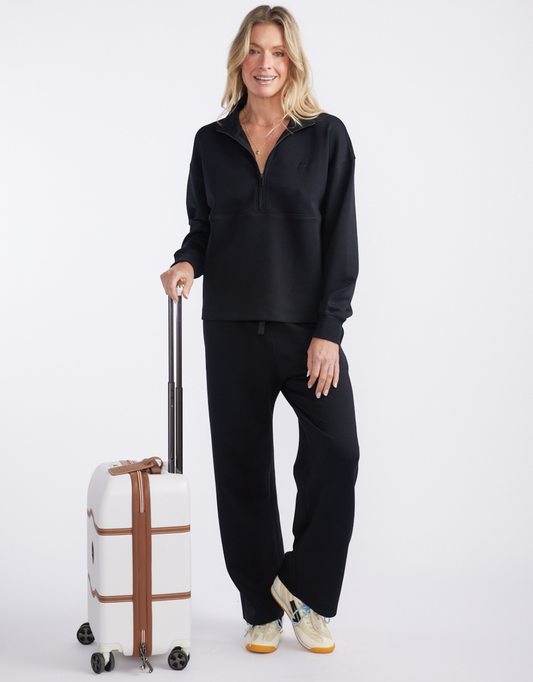 White & Co. Escape Super Soft Half Zip Top (Black)
