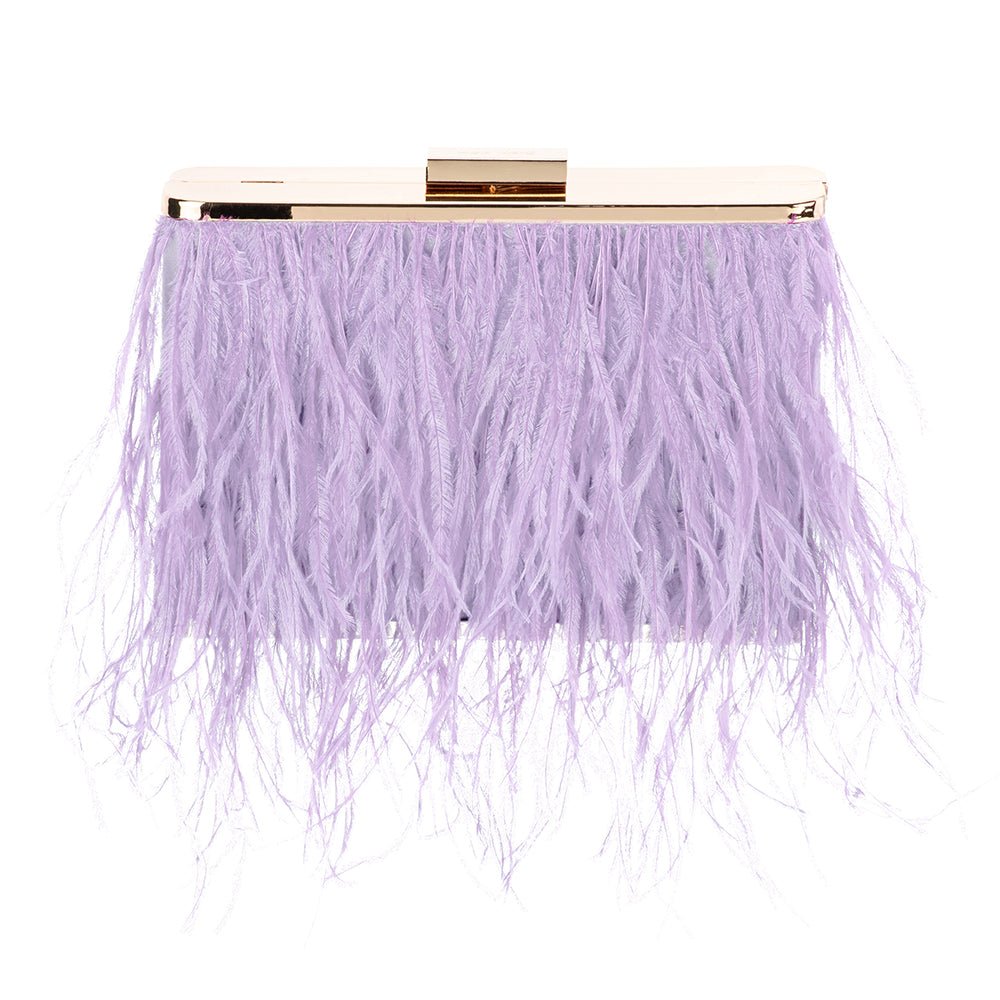 Olga Berg ESTELLE Feather Clutch (Lilac)