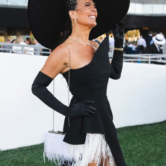 Olga Berg ESTELLE Feather Clutch (White)