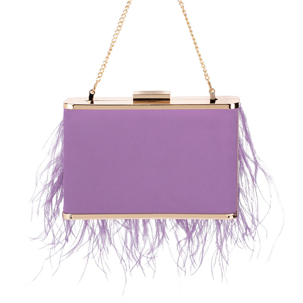 Olga Berg ESTELLE Feather Clutch (Lilac)