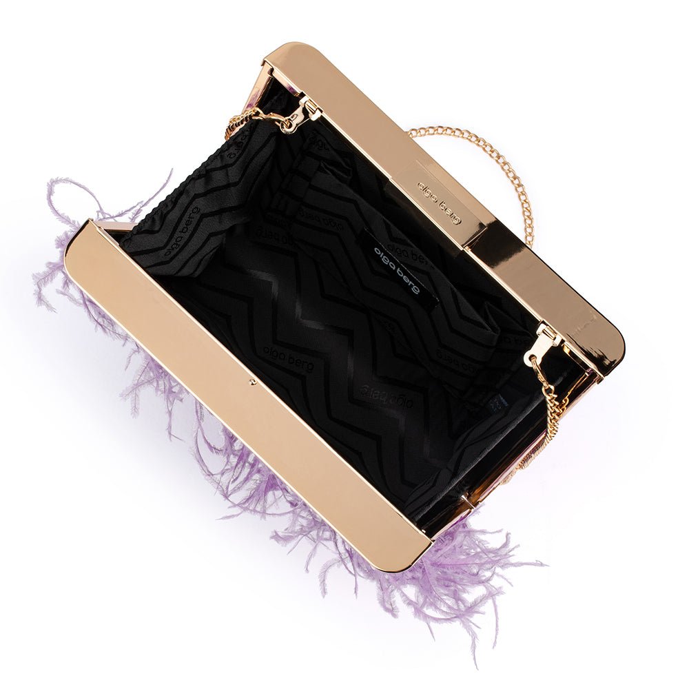 Olga Berg ESTELLE Feather Clutch (Lilac)