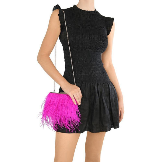 Olga Berg ESTELLE Feather Clutch (Fuchsia)