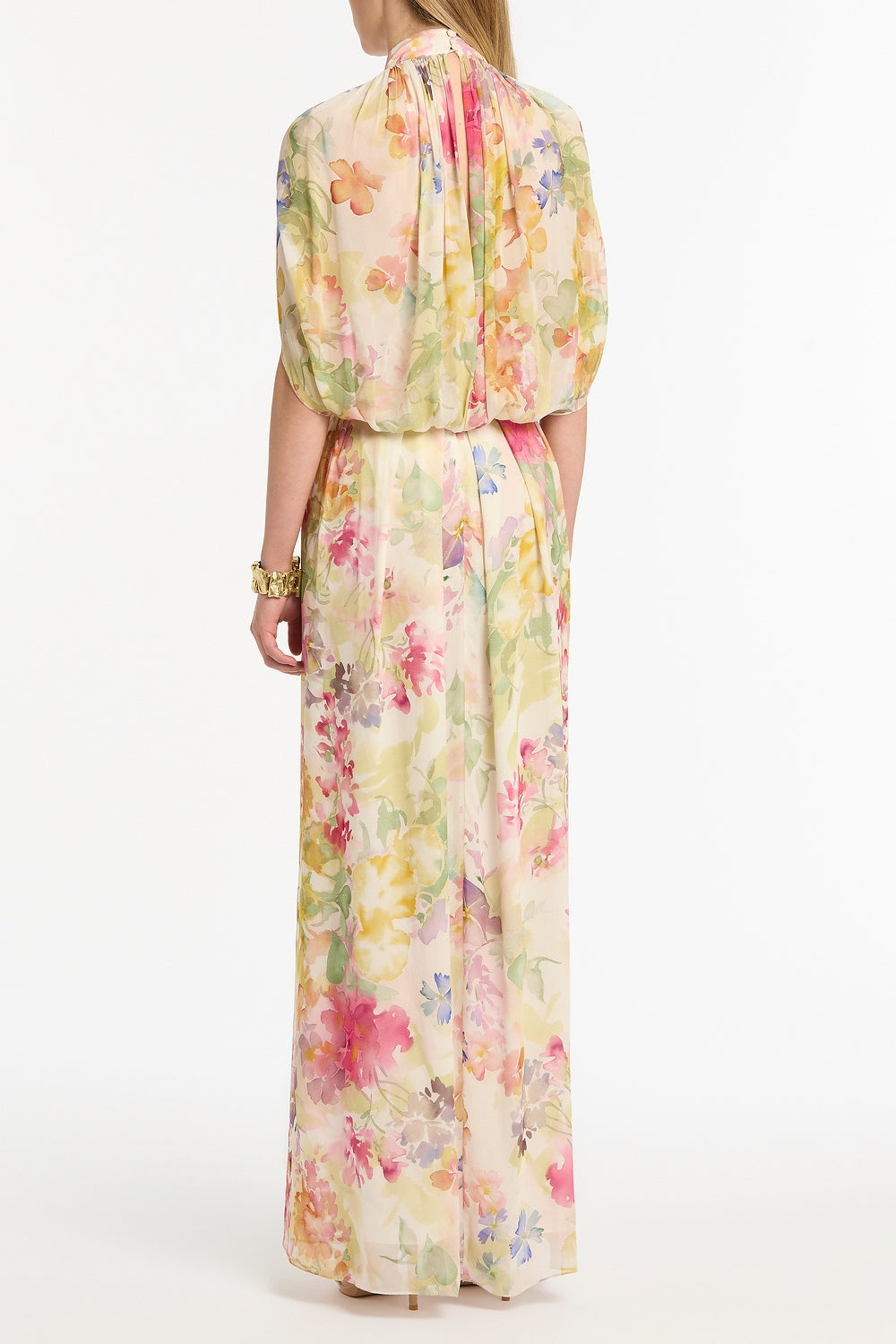 Carla Zampatti Etherea Bloom Halter Cape Gown (Multi-Colour)