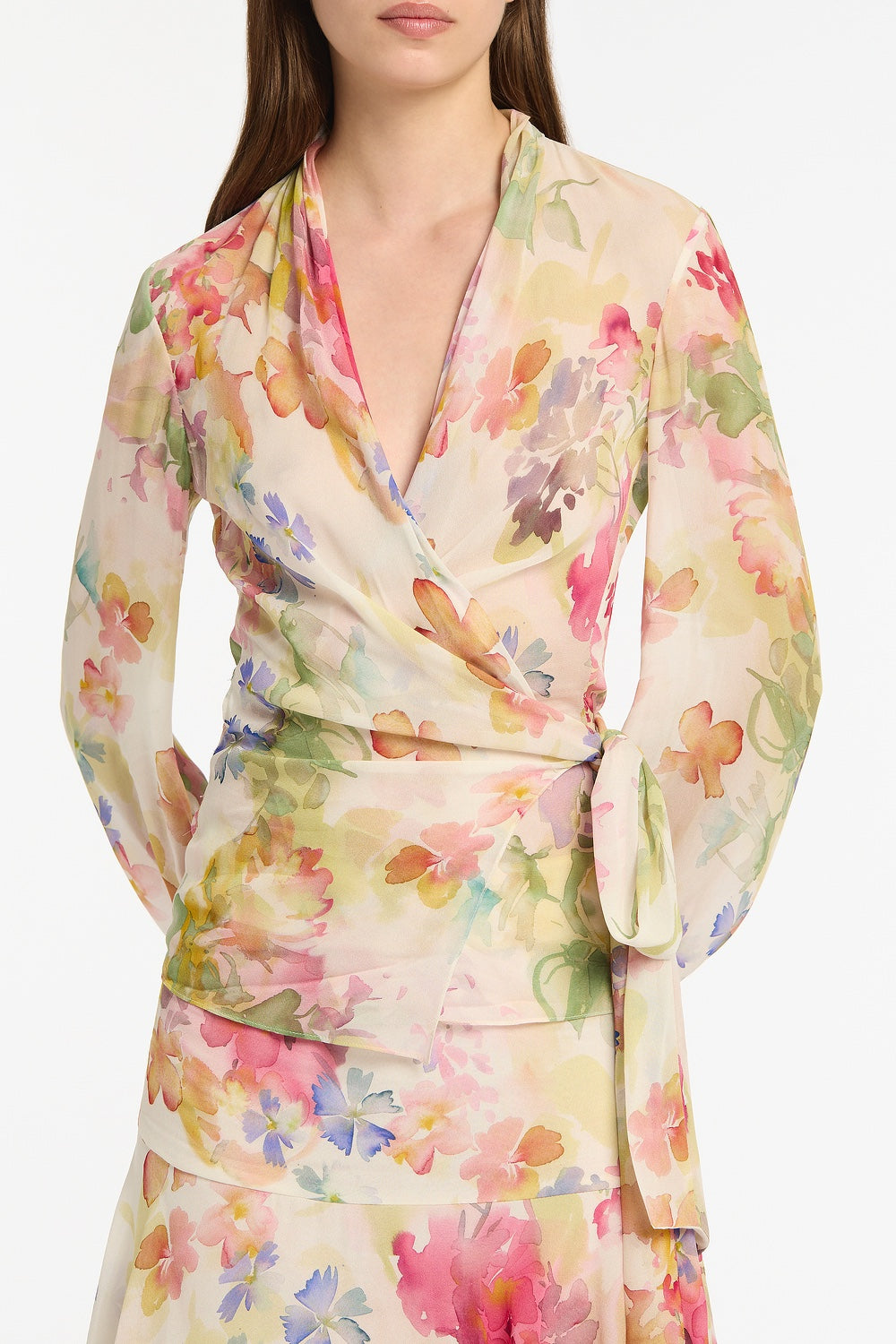 Carla Zampatti Etherea Bloom Wrap Top (Multi-Colour)
