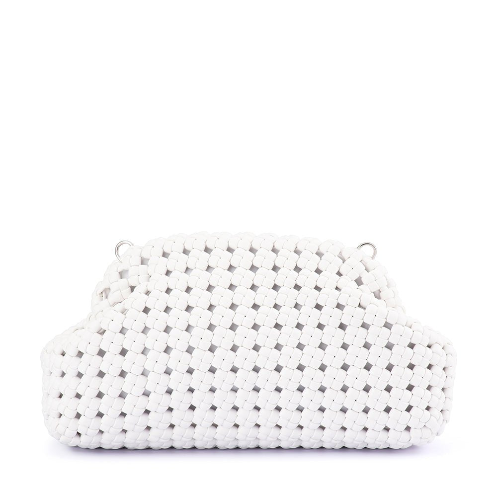 Olga Berg EVERLY Hand Woven Clutch (White)