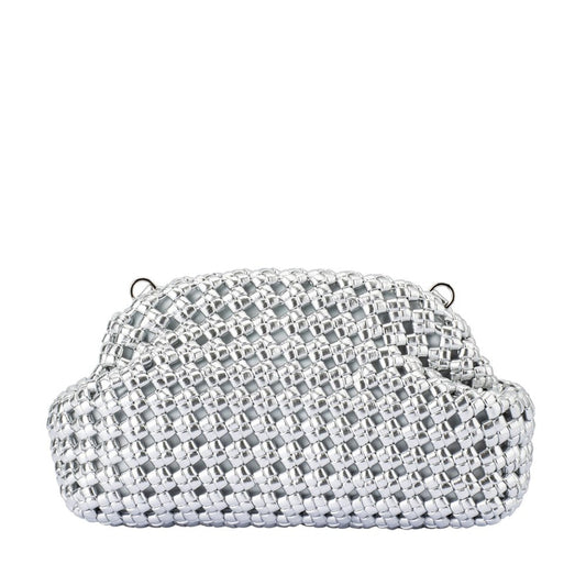 Olga Berg EVERLY Hand Woven Clutch (Silver)