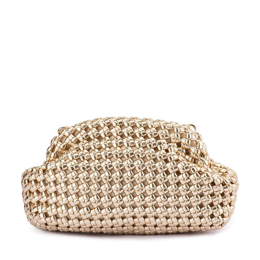 Olga Berg EVERLY Hand Woven Clutch (Gold)
