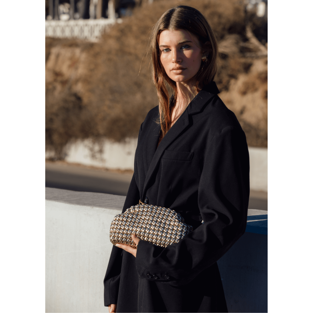 Olga Berg EVERLY Hand Woven Clutch (Gold)