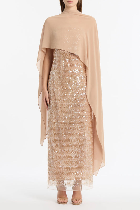 Image of Accessories. Product name - Fawn Cascata Wrap in Beige colour by brand - Carla Zampatti