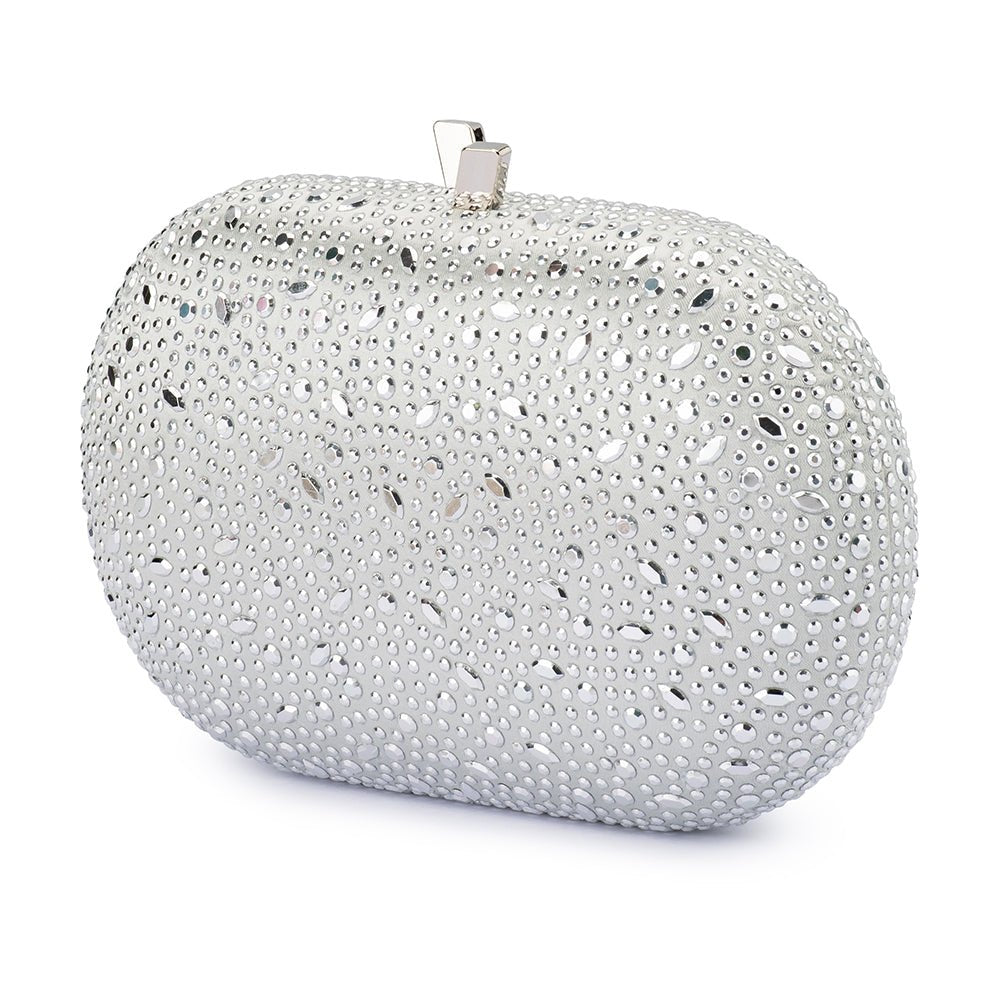 Olga Berg FAYE Oval Clutch (Silver)