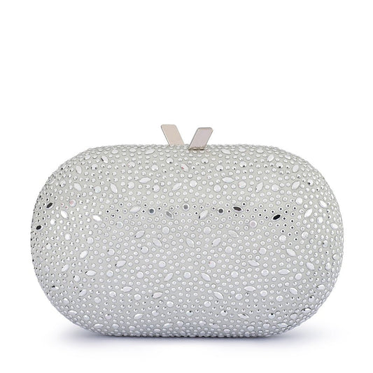 Olga Berg FAYE Oval Clutch (Silver)