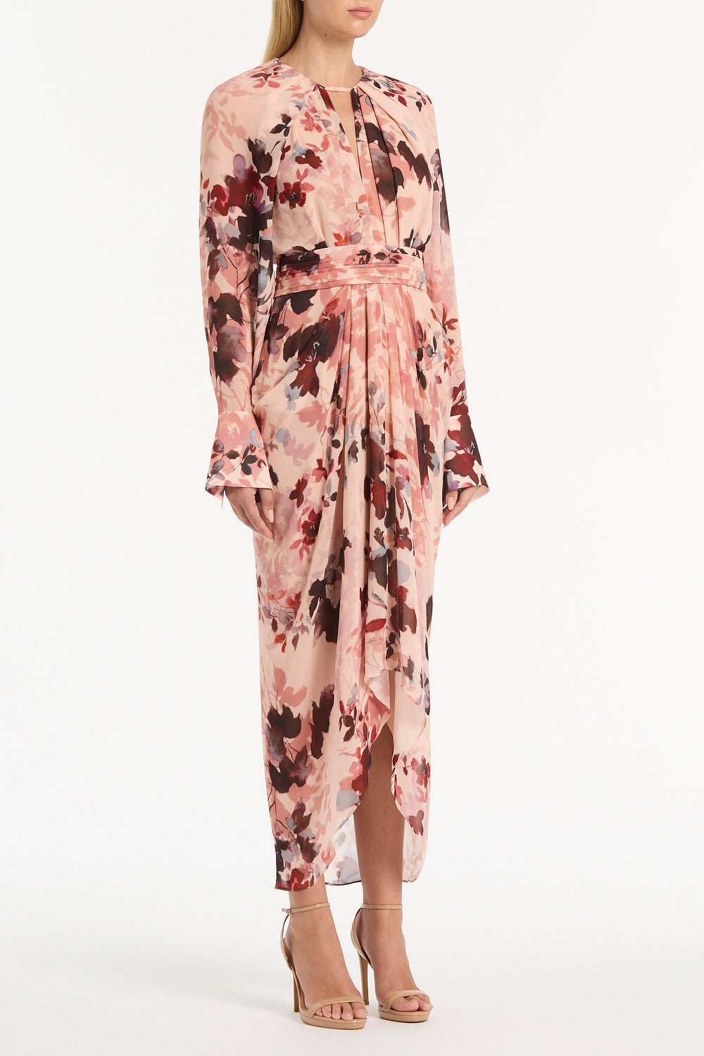 Carla Zampatti Fiori Eterea Georgette Waterfall Dress (Multi)