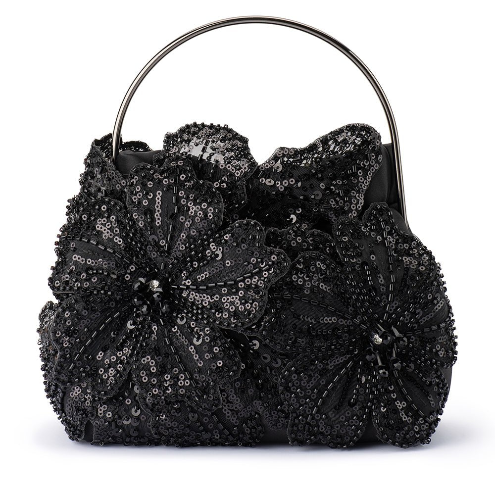 Olga Berg FLORA Applique Top Handle (Black)