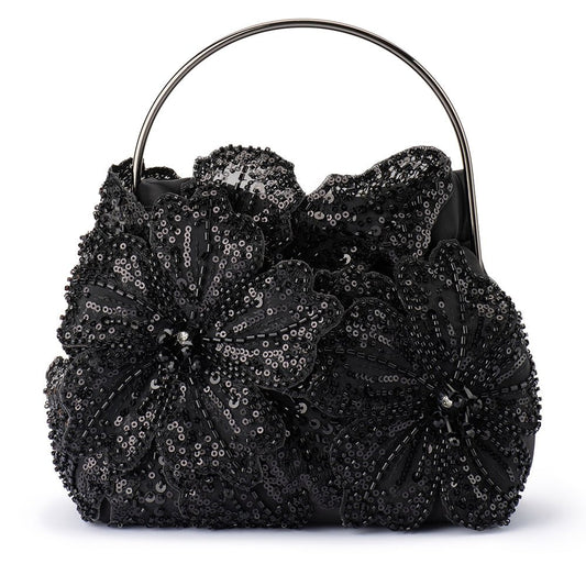 Olga Berg FLORA Applique Top Handle (Black)