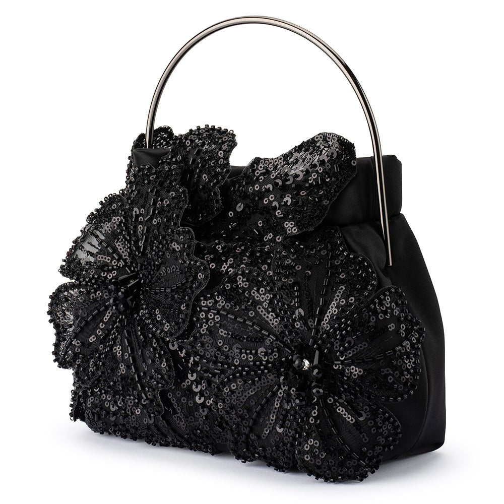 Olga Berg FLORA Applique Top Handle (Black)