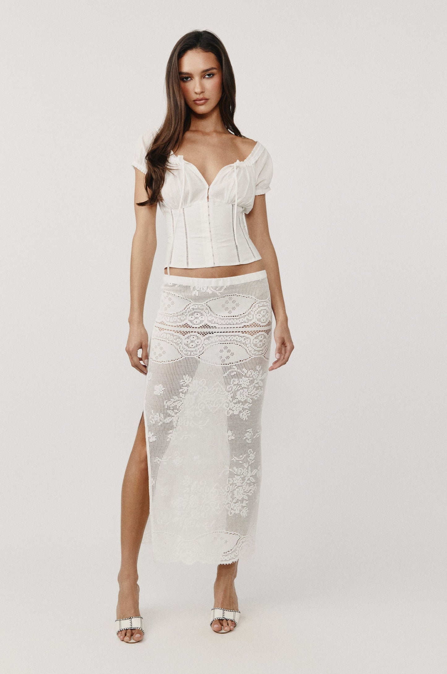 Florence Midi Skirt (White)