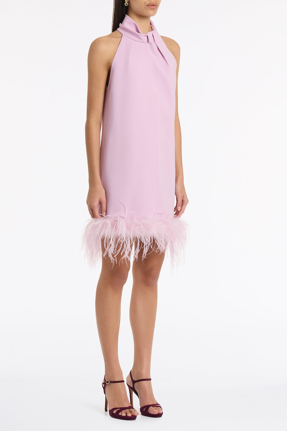 Carla Zampatti Floss Crepe Feather Mini Dress (Pink)