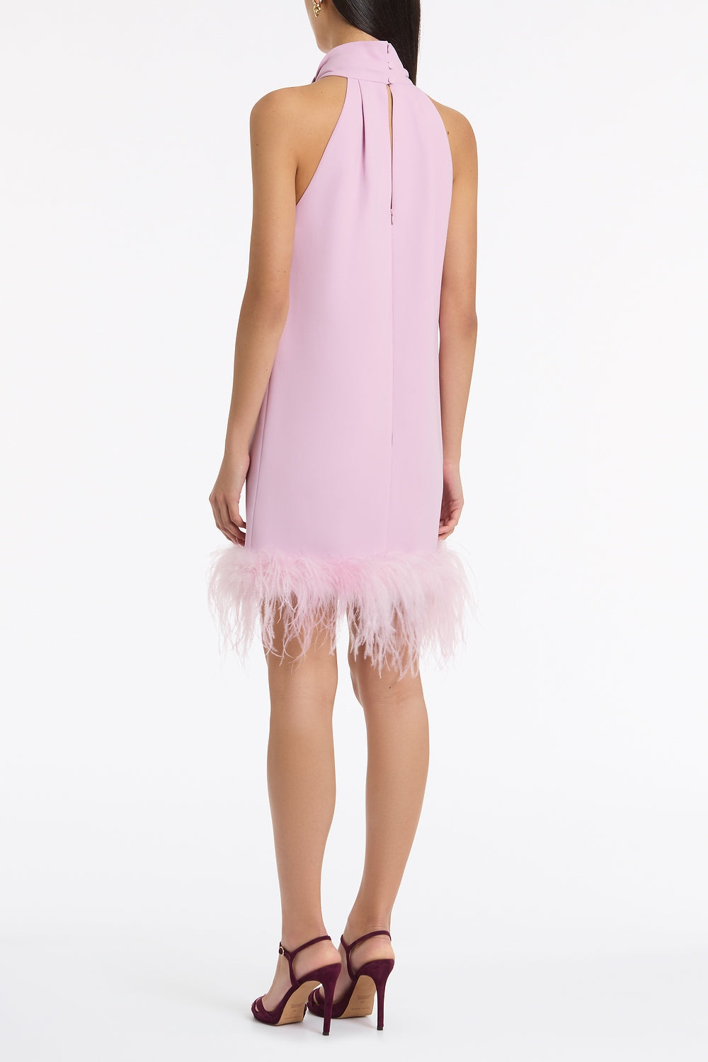 Carla Zampatti Floss Crepe Feather Mini Dress (Pink)