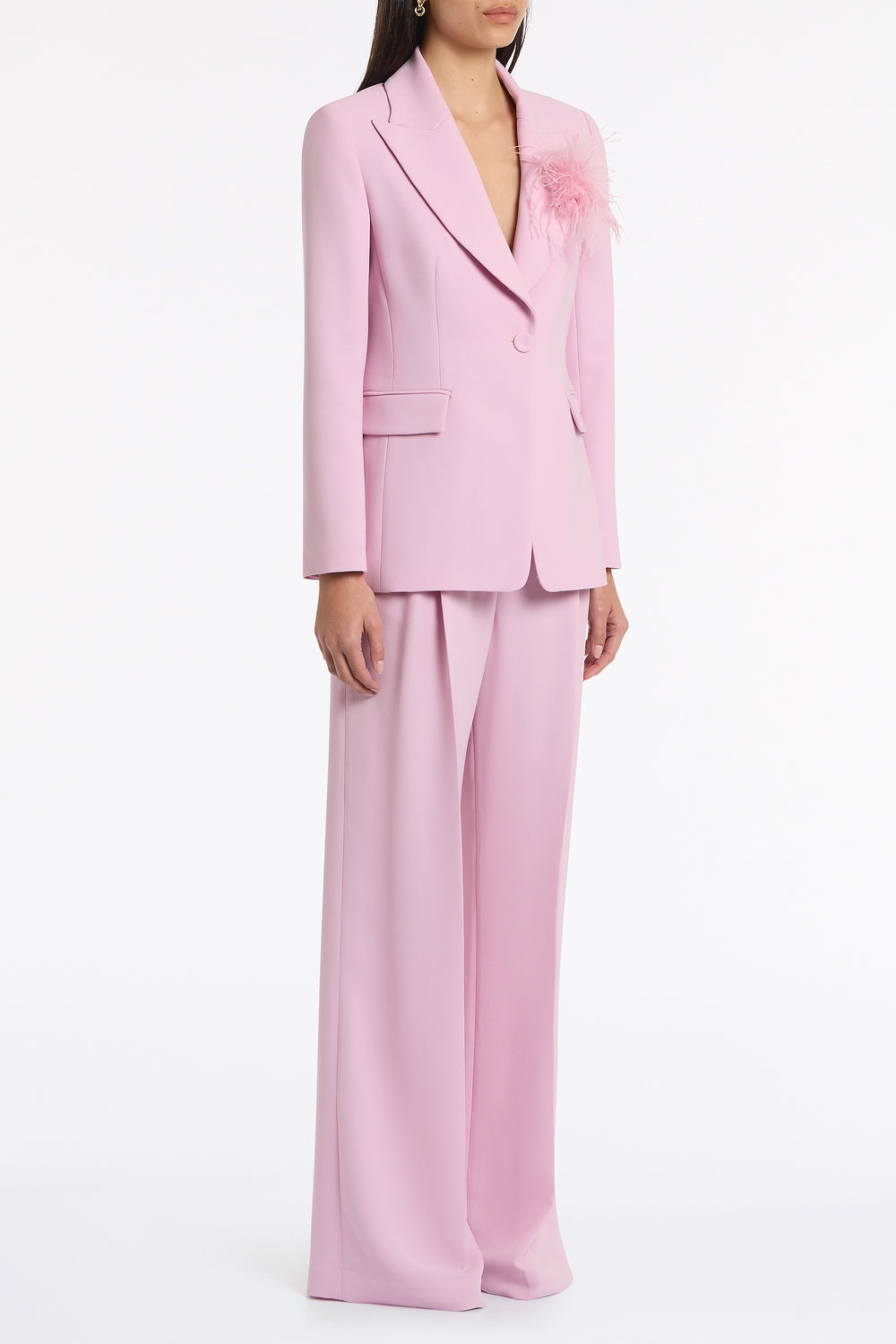 Carla Zampatti Floss Crepe Long Line Jacket (Pink)