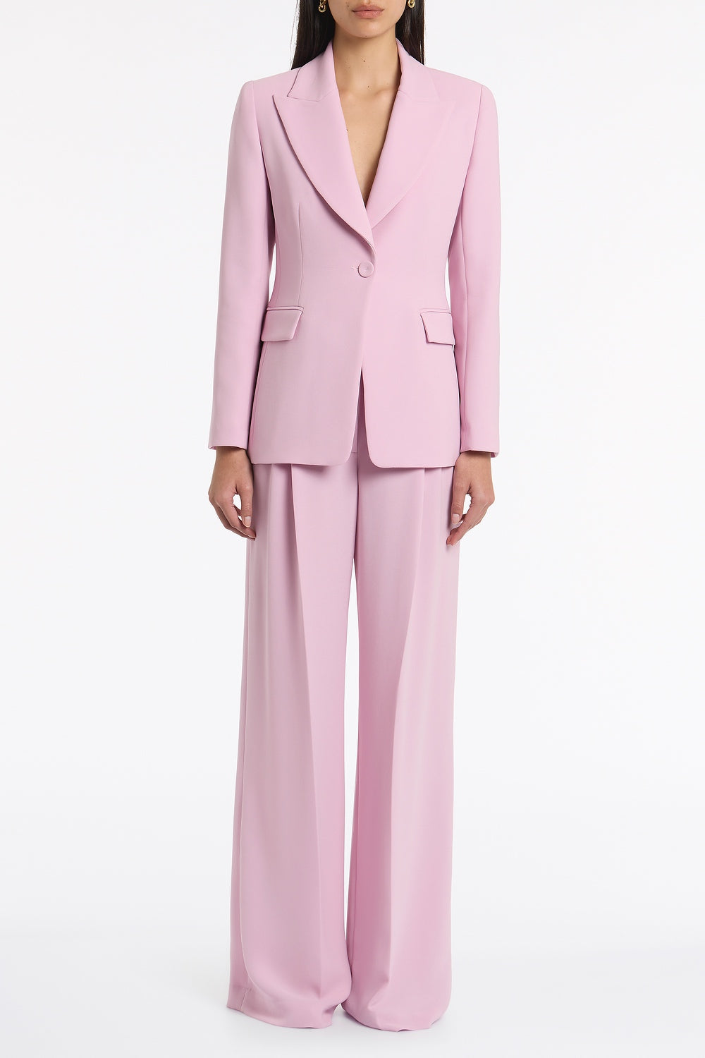 Carla Zampatti Floss Crepe Long Line Jacket (Pink)