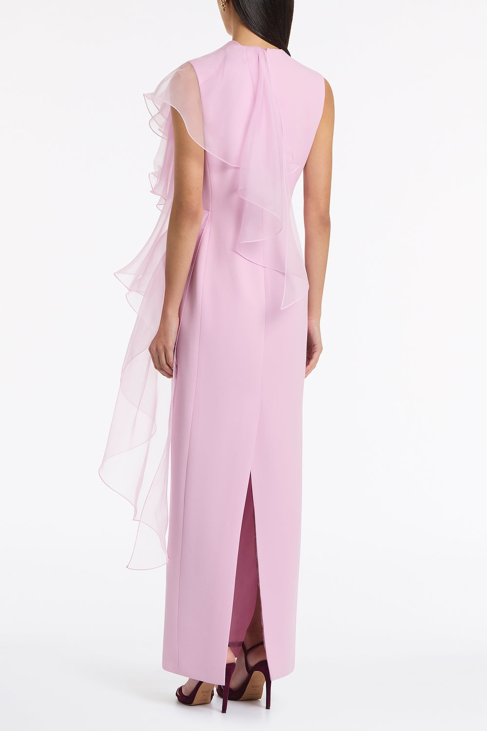 Carla Zampatti Floss Crepe Ruffle Detail Gown (Pink)