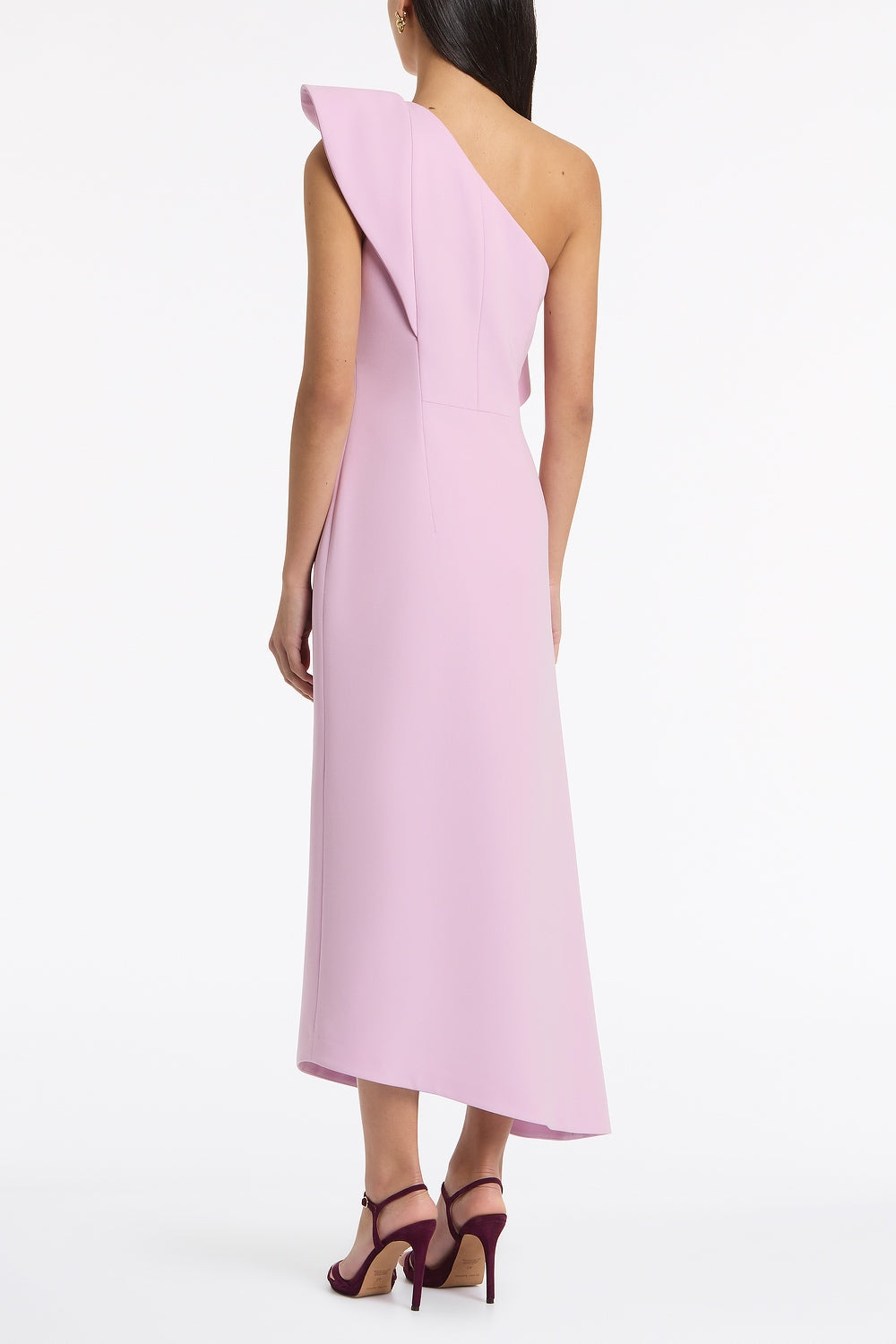 Carla Zampatti Floss Crepe Sculpted One Shoulder Midi Dress (Pink)
