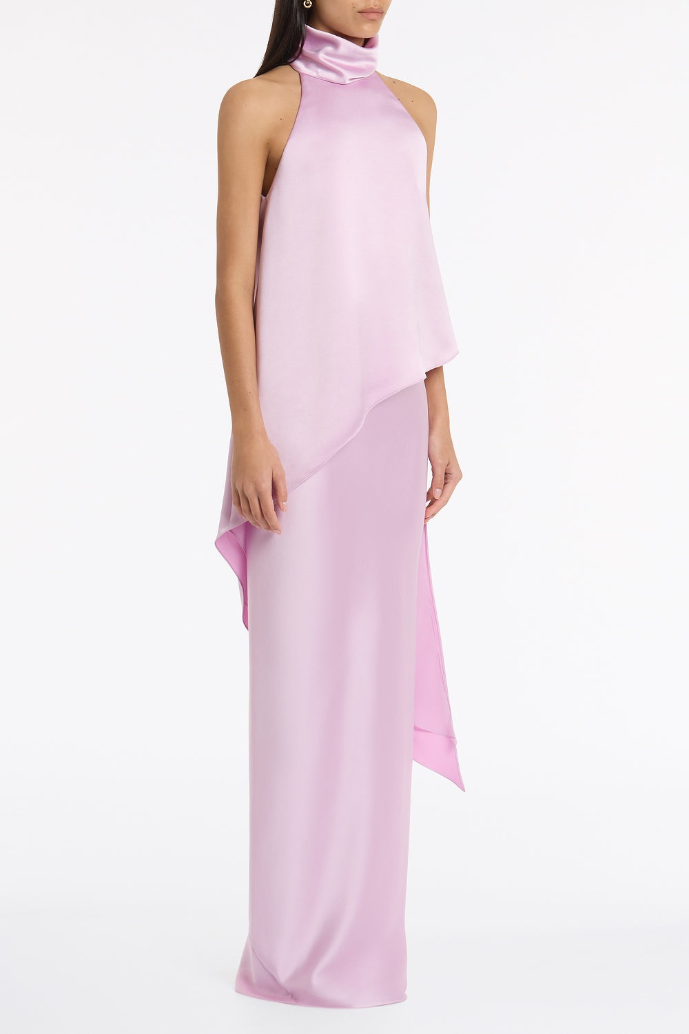 Carla Zampatti Floss Lustre Satin Draped Asymmetric Top (Pink)
