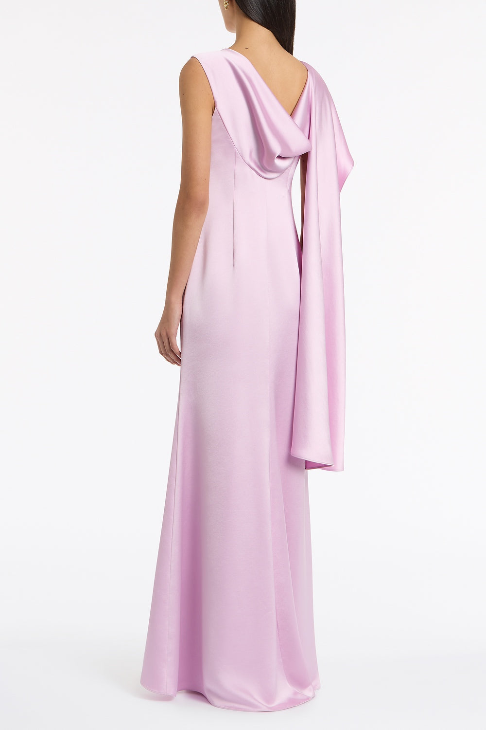 Carla Zampatti Floss Lustre Satin Shoulder Wrap Gown (Pink)