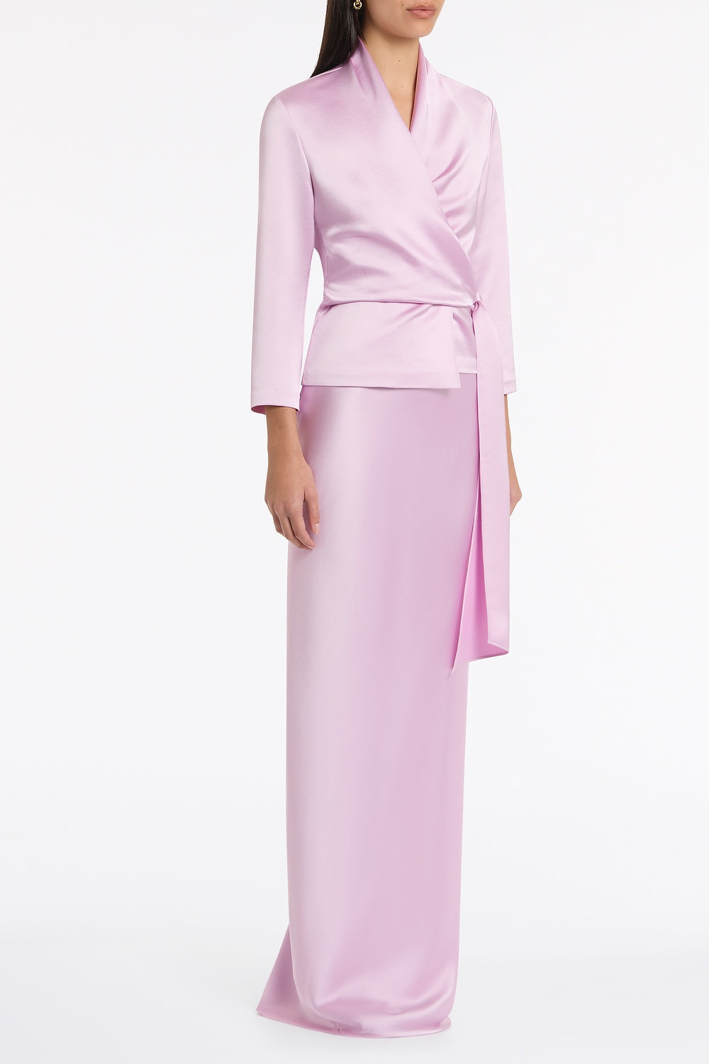 Carla Zampatti Floss Lustre Satin Wrap Top (Pink)