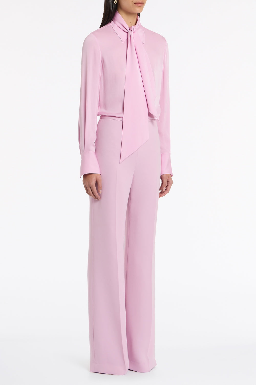 Carla Zampatti Floss Silk Satin Georgette Scarf Detail Blouse (Pink)