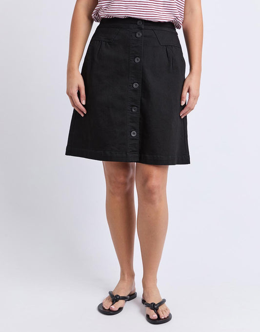 Image of a model wearing Skirts. Productname: Amanda Skirt - in Black colour by brand - Foxwood