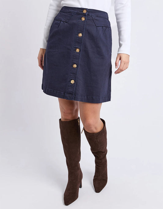 Image of a model wearing Skirts. Productname: Amanda Skirt - in Dark Sapphire colour by brand - Foxwood