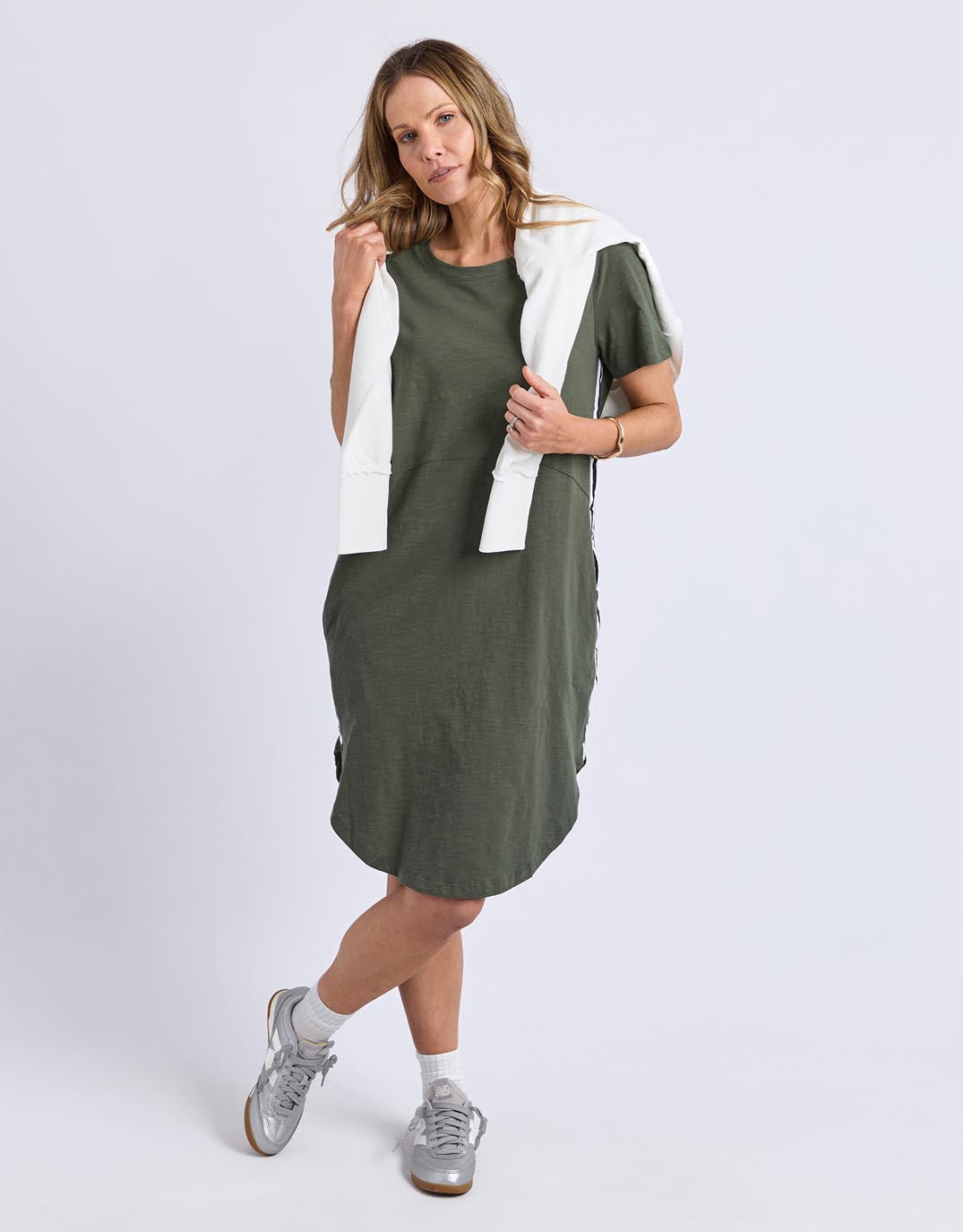 Image of Dresses. Productname: Bay Tape Dress - in Khaki colour by brand - Foxwood